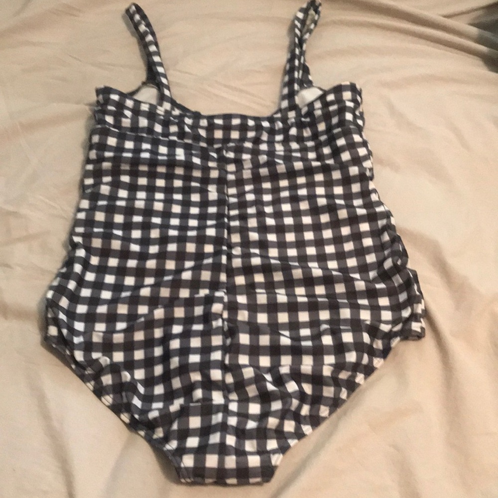Black & White Gingham One-Piece Bathing Suit - Picture 3 of 10